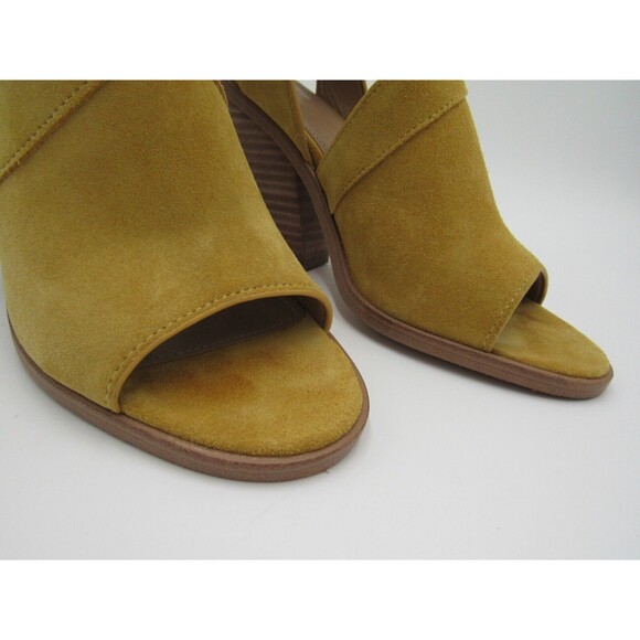 Marc Fisher Block Heel Sandal Yellow Suede Buckle Strap Womens Size 6 Boho - Picture 3 of 16